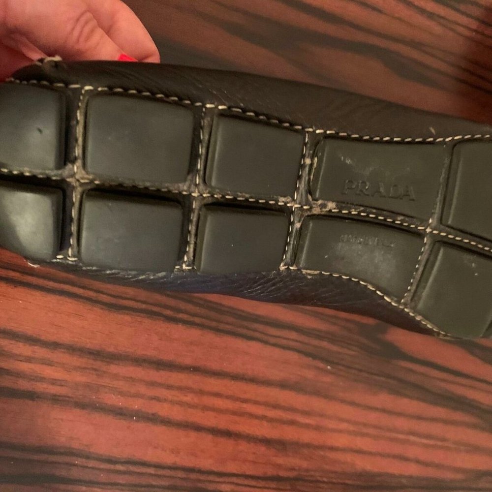PRADA Brown Leather Moccasins SZ 6.5 - Picture 11 of 12
